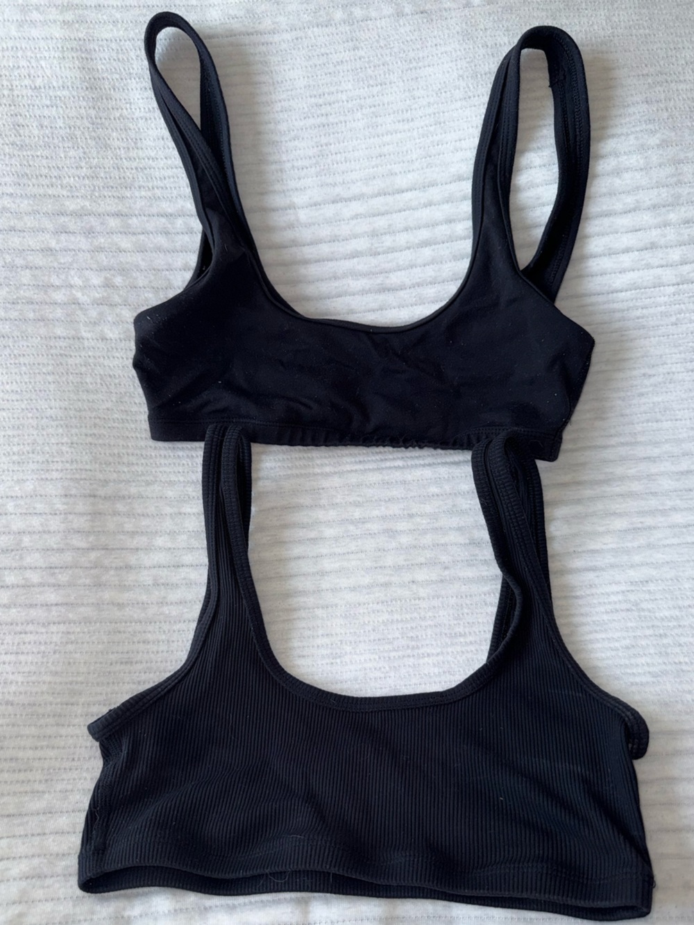 TNA Butter Mini Bra Tops (Ribbed and Smooth) - both size S - Set of 2 - Black